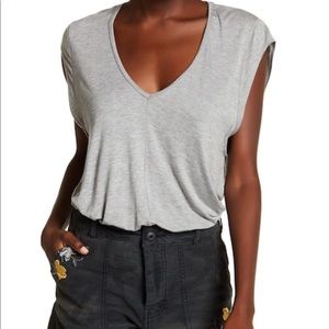 Free people white v-neck bodysuit